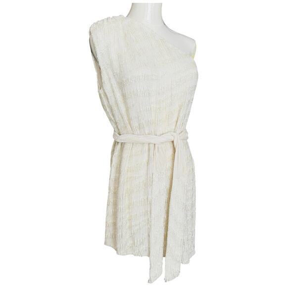 Retrofete Ella Sequin One Shoulder Mini Dress In White Size S - Picture 3 of 14